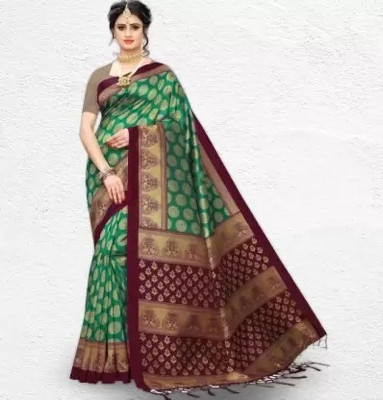 Suali Printed Bollywood Art Silk Saree(Dark Green)