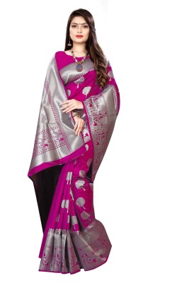 SOMVATI Woven, Self Design, Embellished Kanjivaram Art Silk, Jacquard Saree(Pink)