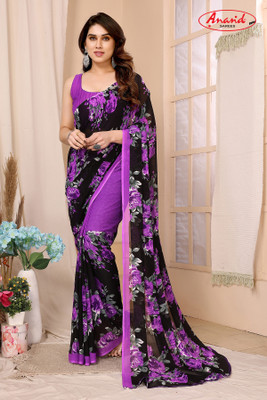 Anand Sarees Floral Print Bollywood Georgette Saree(Purple)