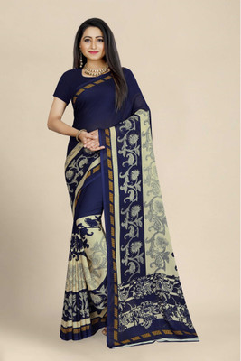 Suali Printed Bhagalpuri Georgette Saree(Black)