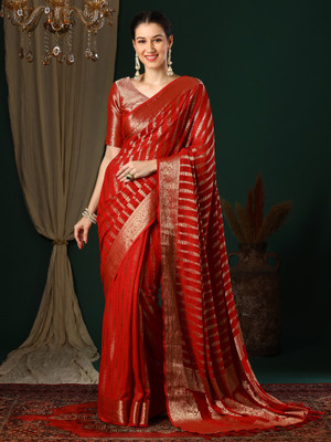 Divastri Woven Kanjivaram Georgette Saree(Red)