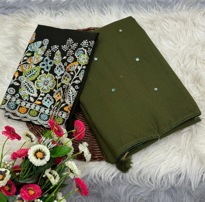 fashionfever Embellished Bollywood Georgette, Chiffon Saree(Green)