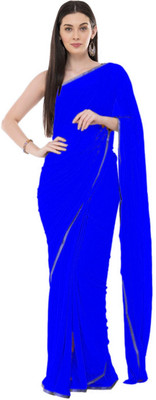 SainiVastra Solid/Plain Bollywood Chiffon Saree(Blue)