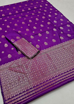Garbguru Woven Mekhela Chador Pure Silk Saree(Purple)