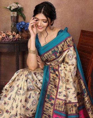 YASHIKA Printed Daily Wear Art Silk Saree(Blue)