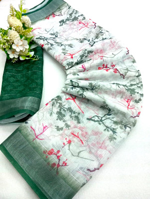 AARAANA Printed Kanjivaram Linen Saree(Multicolor)