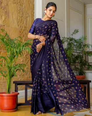 Tasrika Floral Print Bollywood Georgette Saree(Blue)