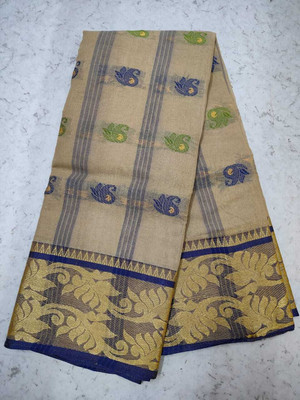 HouseOfCommon Self Design Tant Pure Cotton Saree(Grey)