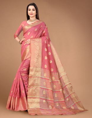 Soham Enterprise Self Design, Woven Kanjivaram Pure Cotton, Cotton Silk Saree(Magenta)
