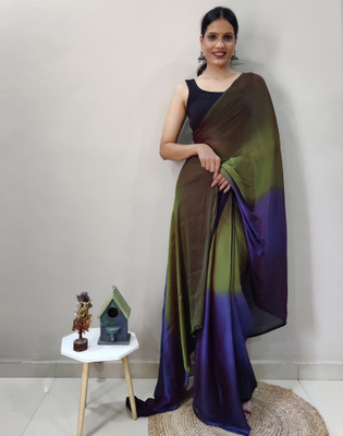 Samah Dyed, Ombre Bollywood Chiffon Saree(Green)