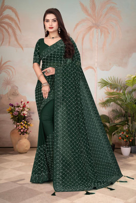 Prem Enterprises Self Design Bollywood Georgette Saree(Green)