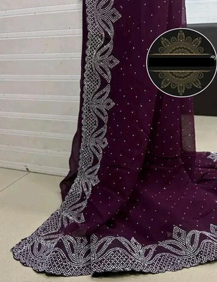 BHIKS RR Embellished Bollywood Chiffon Saree(Purple)