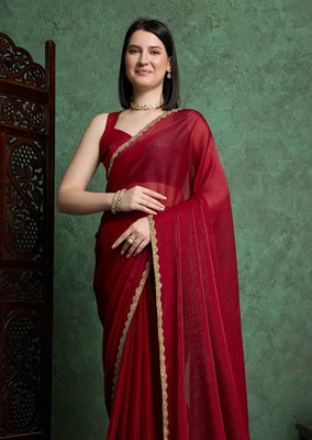 Nxika Embroidered, Self Design Bollywood Silk Blend Saree(Maroon)