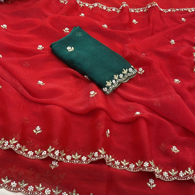 LAJEELEE Embroidered Bollywood Art Silk Saree(Maroon)