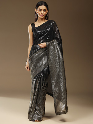 Divastri Embellished Bollywood Georgette Saree(Black)