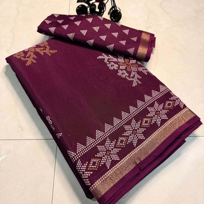 RegalDrapes Printed Bollywood Cotton Silk Saree(Maroon)