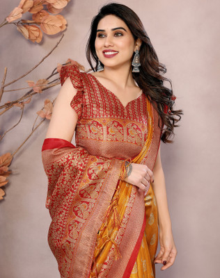YASHIKA Printed Bollywood Art Silk Saree(Yellow)