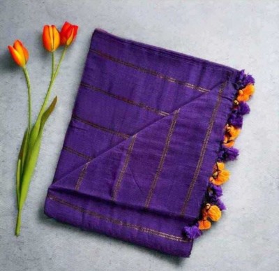 SAYAN CREATION Self Design Handloom Pure Cotton Saree(Purple)