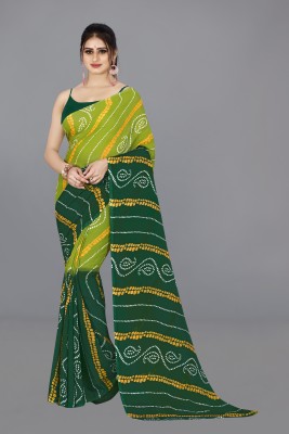 Anand Sarees Printed Daily Wear Georgette Saree(Dark Green, Green)