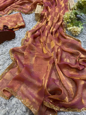Vragi Embellished Bollywood Chiffon Saree(Orange)