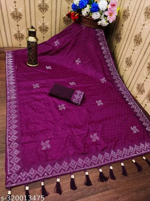 Suntex Embellished Bollywood Georgette Saree(Purple)