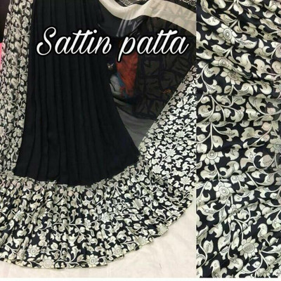 Sita Floral Print Bollywood Georgette Saree(Black)