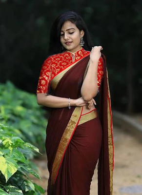 Sareez House Solid/Plain, Embellished Bollywood Georgette Saree(Multicolor)