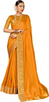 VIRICA Self Design Bollywood Cotton Silk Saree(Mustard)