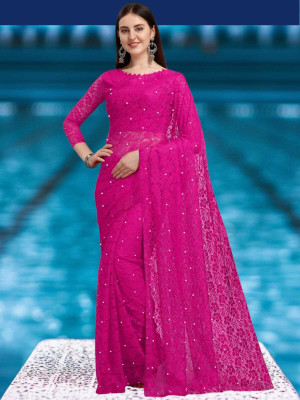 NORAFLEX Self Design Bollywood Net Saree(Pink)