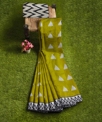 LOVWEAR Printed, Blocked Printed, Color Block, Hand Painted Daily Wear Pure Cotton Saree(Multicolor)