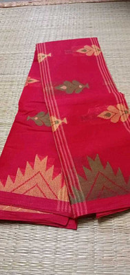 Maa laxmi saree center Self Design Handloom Cotton Blend Saree(Red)