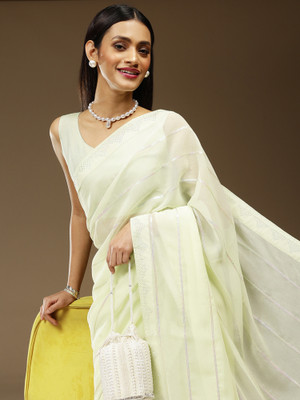Sareemall Embellished Bollywood Chiffon Saree(Light Green)