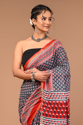Shreeji Textiles Printed Bollywood Pure Cotton Saree(Multicolor)