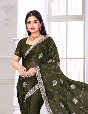 KHRITI FAB Embroidered Bollywood Georgette Saree(Light Green)