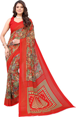 YASHIKA Printed Daily Wear Georgette Saree(Red)