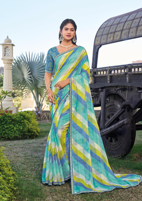 Laxmipati sarees Striped Daily Wear Chiffon Saree(Multicolor)