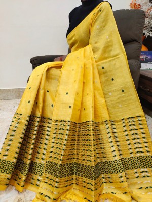 Cashing Fashion Woven Mekhela Chador Cotton Blend Saree(Yellow)