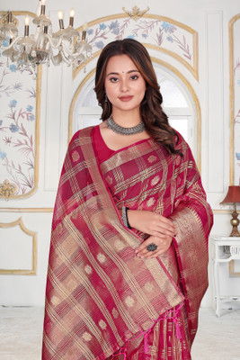 Aarunika SKT Solid/Plain Bollywood Organza Saree(Multicolor)