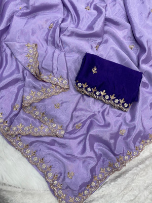 ADVIK CREATION Embellished Bollywood Chiffon Saree(Multicolor)