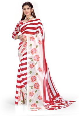 Pemal Designer Digital Print Bollywood Georgette Saree(Red)