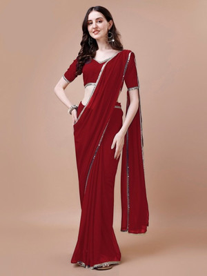 SAREEKART FAB Self Design Banarasi Georgette Saree(Maroon)