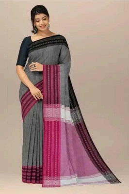GOLU Self Design Handloom Pure Cotton Saree(Grey, Red)