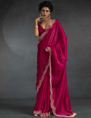 Mishti Self Design, Solid/Plain Handloom Handloom Satin Saree(Pink)