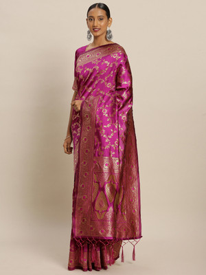 Sangria Woven Banarasi Silk Blend Saree(Pink)