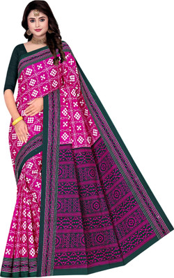 ARTFULTHREADS Printed, Graphic Print Sambalpuri Pure Cotton Saree(Purple)