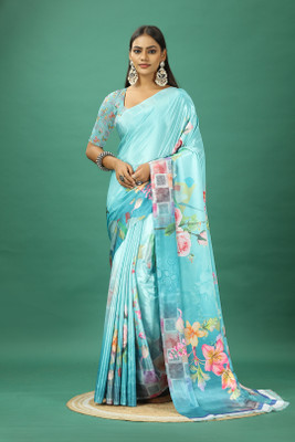 Virendra Textiles Self Design Bollywood Crepe Saree(Light Blue)