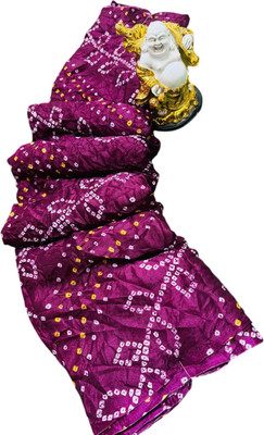 Aadimam Creation Printed Bandhani Georgette Saree(Purple)