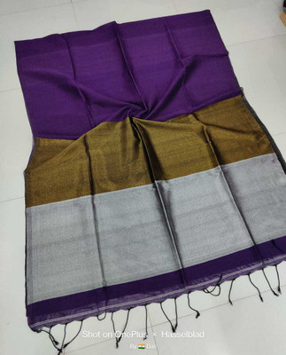 Sia Saree Bazaar Woven Handloom Cotton Silk Saree(Purple)