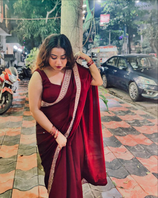 Sonika Color Block Bollywood Silk Blend Saree(Maroon)