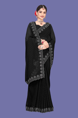 Shiv Febric Embellished Bollywood Georgette Saree(Black)